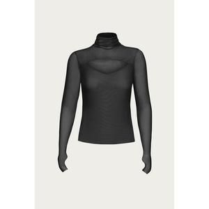 NEW AFRM dawn power mesh turtleneck top in noir